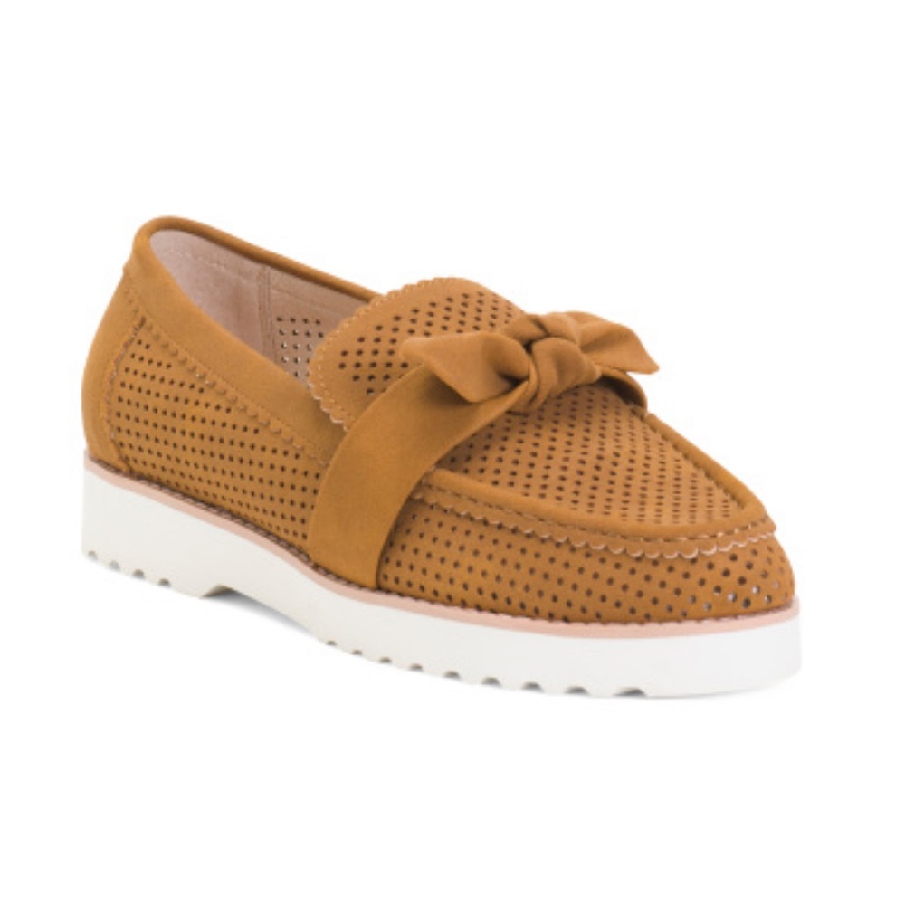 NYDJ Mustard Bow Perforated Loafers